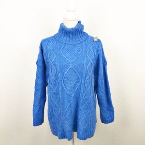 Aerie Cable Knit Turtleneck Sweater Blue XS